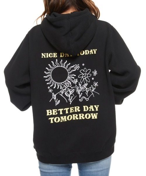 RVCA レディースNICE DAY TODAY HD パーカー【2021年秋冬モデル】/ルーカバックプリントプルオーバーパーカー