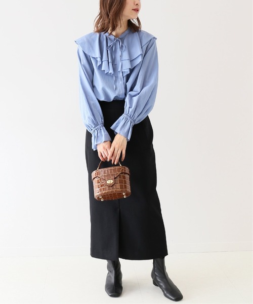 SLOBE IENA（スローブイエナ）の「Super100 ウォッシャブルフラノタイトスカート【手洗い可能】◆（スカート・レディース・ブラック/ピンク/ブルー/ナチュラル・40/38/36）」の6枚目の写真