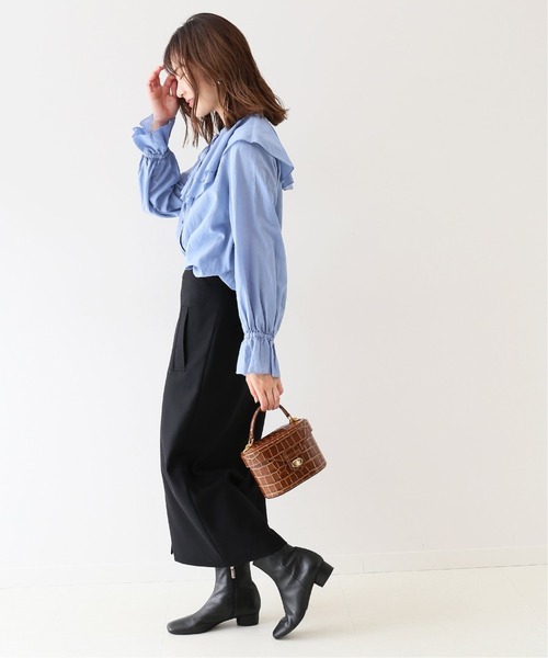 SLOBE IENA（スローブイエナ）の「Super100 ウォッシャブルフラノタイトスカート【手洗い可能】◆（スカート・レディース・ブラック/ピンク/ブルー/ナチュラル・40/38/36）」の7枚目の写真