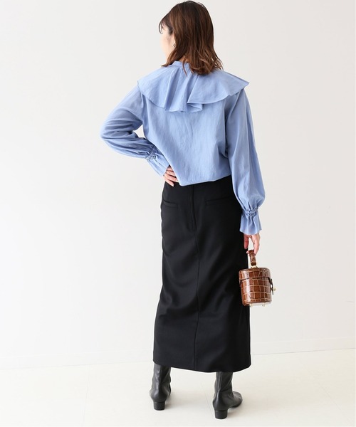 SLOBE IENA（スローブイエナ）の「Super100 ウォッシャブルフラノタイトスカート【手洗い可能】◆（スカート・レディース・ブラック/ピンク/ブルー/ナチュラル・40/38/36）」の8枚目の写真