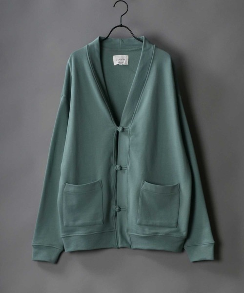 SITRY(シトリー)の「wide silhouette china sweat cardigan/ワイドシルエット チャイナ スウェット ルーズカーディガン/カーデ(カーディガン/ボレロ・メンズ・チャコールグレー/ブルーグレー/グリーン・M/L)」の1枚目の写真