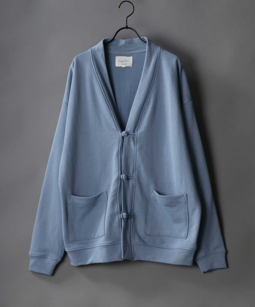 SITRY(シトリー)の「wide silhouette china sweat cardigan/ワイドシルエット チャイナ スウェット ルーズカーディガン/カーデ(カーディガン/ボレロ・メンズ・チャコールグレー/ブルーグレー/グリーン・M/L)」の3枚目の写真