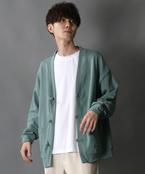 SITRY(シトリー)の「wide silhouette china sweat cardigan/ワイドシルエット チャイナ スウェット ルーズカーディガン/カーデ(カーディガン/ボレロ・メンズ・チャコールグレー/ブルーグレー/グリーン・M/L)」の16枚目の写真