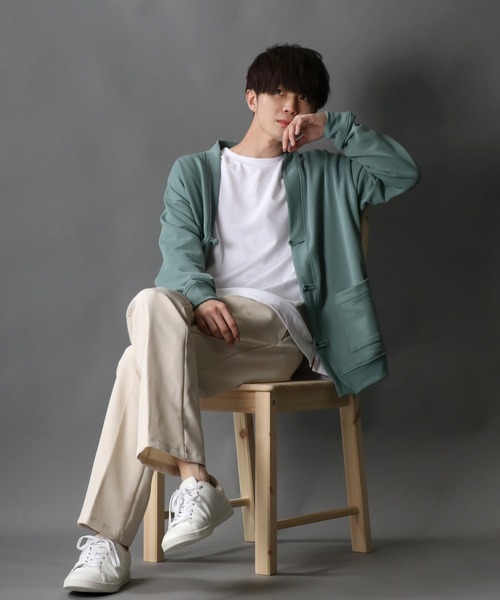 SITRY(シトリー)の「wide silhouette china sweat cardigan/ワイドシルエット チャイナ スウェット ルーズカーディガン/カーデ(カーディガン/ボレロ・メンズ・チャコールグレー/ブルーグレー/グリーン・M/L)」の22枚目の写真