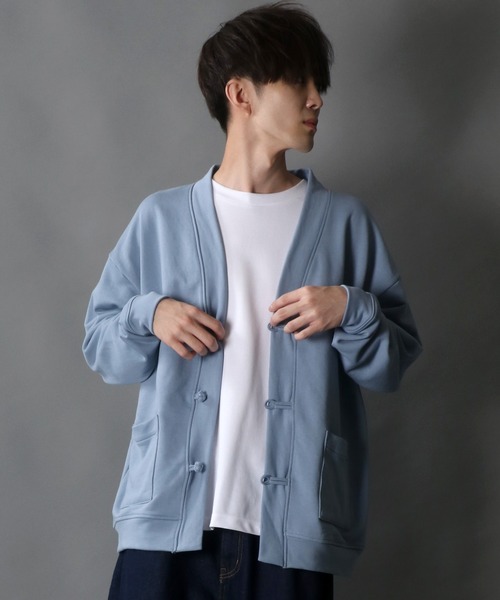 SITRY(シトリー)の「wide silhouette china sweat cardigan/ワイドシルエット チャイナ スウェット ルーズカーディガン/カーデ(カーディガン/ボレロ・メンズ・チャコールグレー/ブルーグレー/グリーン・M/L)」の14枚目の写真