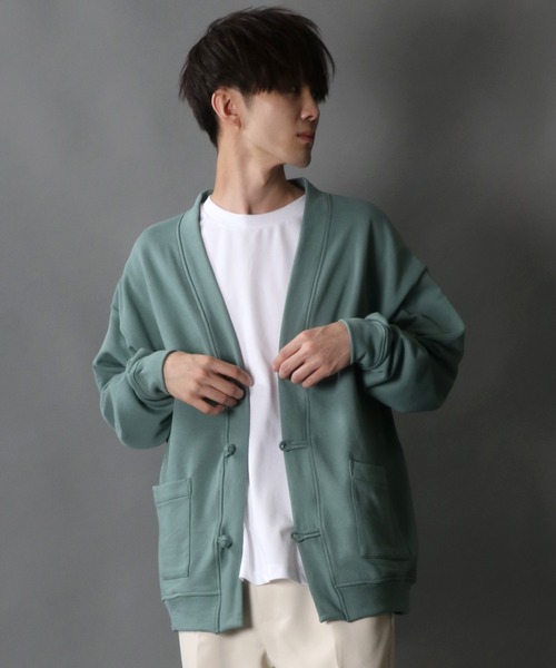 SITRY(シトリー)の「wide silhouette china sweat cardigan/ワイドシルエット チャイナ スウェット ルーズカーディガン/カーデ(カーディガン/ボレロ・メンズ・チャコールグレー/ブルーグレー/グリーン・M/L)」の17枚目の写真