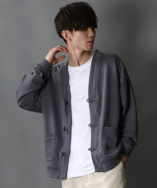 SITRY(シトリー)の「wide silhouette china sweat cardigan/ワイドシルエット チャイナ スウェット ルーズカーディガン/カーデ(カーディガン/ボレロ・メンズ・チャコールグレー/ブルーグレー/グリーン・M/L)」の12枚目の写真