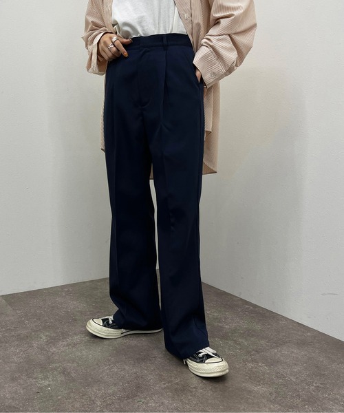 apres jour mignon(アプレジュールミニョン)の「センタープレスパンツ【ZOZOTOWN限定アイテム】(その他パンツ・レディース・ベージュ/ブラック系その他/ネイビー・MEDIUM/SMALL/X-LARGE)」の1枚目の写真