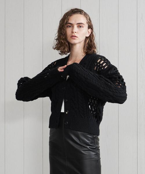 BEAUTY&amp;YOUTH UNITED ARROWS - B&amp;Y ユナイテッドアローズ H カーディガン シャツ ニット 半袖 黒 H BEAUTY&YOUTH UNITED ARROWS（エイチビューティーアンドユース