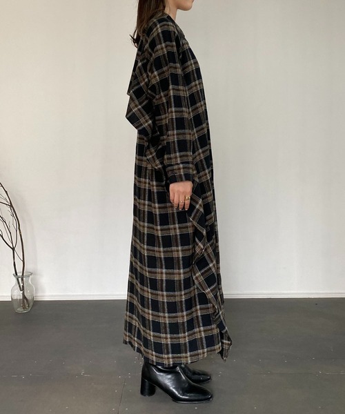 CAPRICIEUX LE'MAGE（カプリシューレマージュ）の「チェックバックラッフルワンピース（ワンピース・レディース・ブラック/ブラウン/ベージュ・FREE）」の18枚目の写真