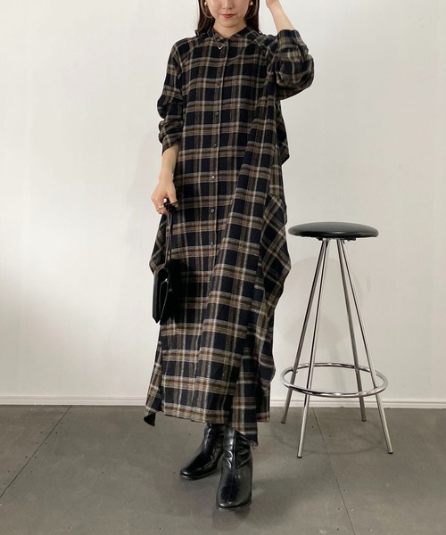 CAPRICIEUX LE'MAGE（カプリシューレマージュ）の「チェックバックラッフルワンピース（ワンピース・レディース・ブラック/ブラウン/ベージュ・FREE）」の13枚目の写真