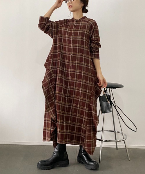 CAPRICIEUX LE'MAGE（カプリシューレマージュ）の「チェックバックラッフルワンピース（ワンピース・レディース・ブラック/ブラウン/ベージュ・FREE）」の17枚目の写真