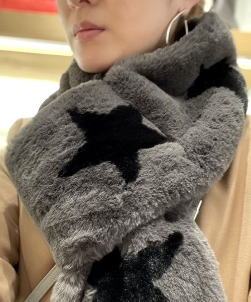 Scrap Book（スクラップブック）の「【Scrap Book】スターエコファーマフラー（マフラー・レディース・グレー/グレー系その他/ベージュ・FREE）」の7枚目の写真