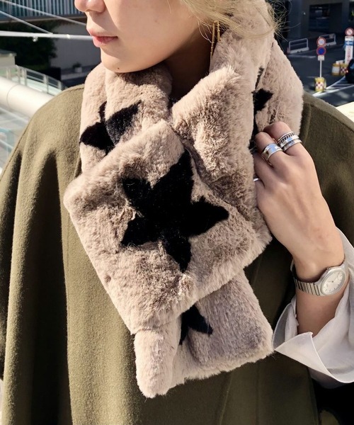 Scrap Book（スクラップブック）の「【Scrap Book】スターエコファーマフラー（マフラー・レディース・グレー/グレー系その他/ベージュ・FREE）」の16枚目の写真