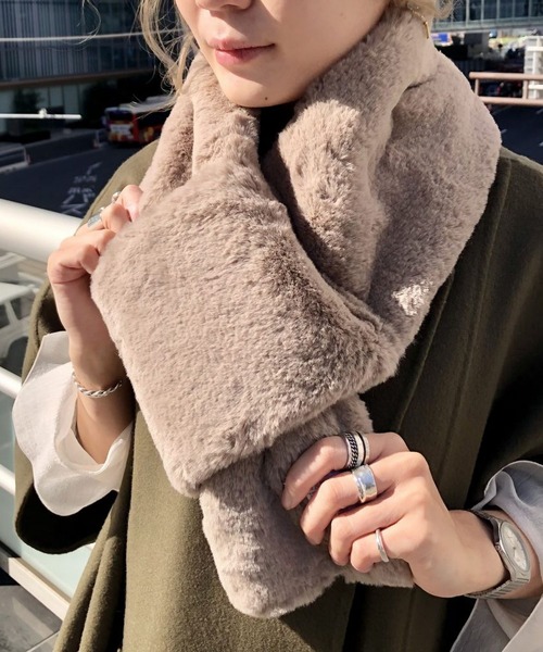 Scrap Book（スクラップブック）の「【Scrap Book】スターエコファーマフラー（マフラー・レディース・グレー/グレー系その他/ベージュ・FREE）」の19枚目の写真