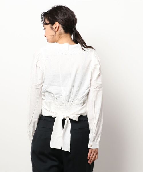 Hamble by Par Avion（ハンブルバイパラビオン）の「レース衿ショートブラウス（シャツ/ブラウス・レディース・オフホワイト/ブラック・ONESIZE）」の7枚目の写真