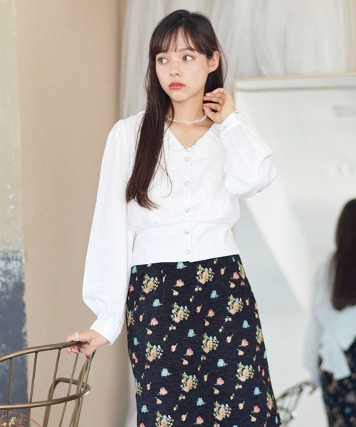 Hamble by Par Avion（ハンブルバイパラビオン）の「レース衿ショートブラウス（シャツ/ブラウス・レディース・オフホワイト/ブラック・ONESIZE）」の22枚目の写真