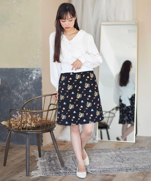 Hamble by Par Avion（ハンブルバイパラビオン）の「レース衿ショートブラウス（シャツ/ブラウス・レディース・オフホワイト/ブラック・ONESIZE）」の5枚目の写真