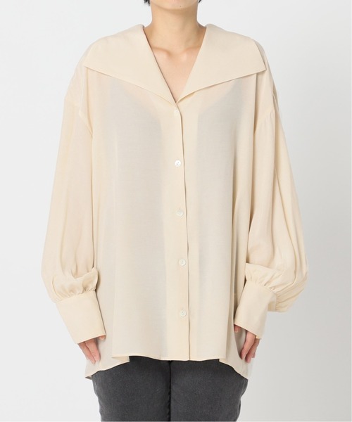 journal standard L'essage（ジャーナルスタンダードレサージュ）の「IPEKER ワイドカラーシャツ◆（シャツ/ブラウス・レディース・ブラック/ナチュラル/グリーン・フリー）」の12枚目の写真
