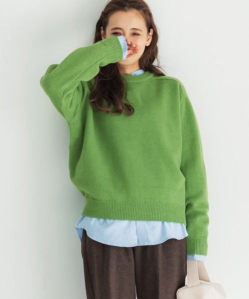 coca（coca）（コカ）の「もちニット　ラグランスリーブカラーニットトップス（ニット/セーター・レディース・ブラック/ブラウン/グリーン・M/L）」の3枚目の写真