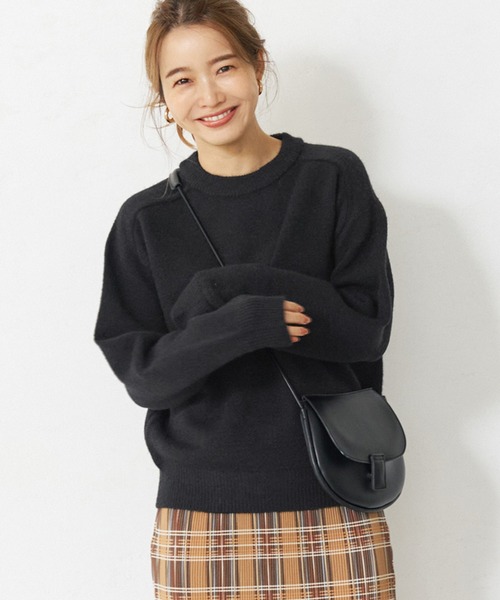 coca（coca）（コカ）の「もちニット　ラグランスリーブカラーニットトップス（ニット/セーター・レディース・ブラック/ブラウン/グリーン・M/L）」の2枚目の写真