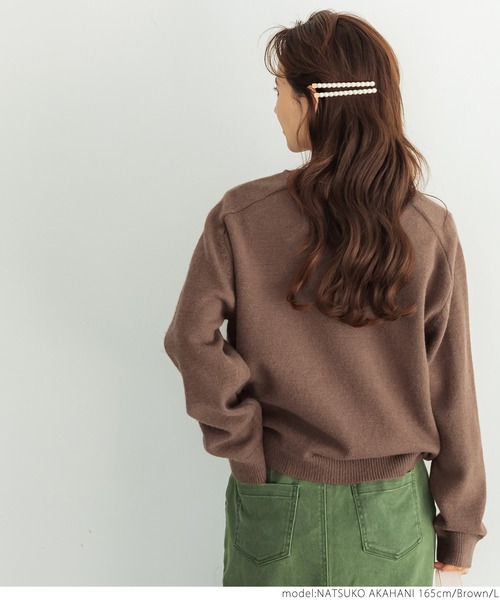 coca（coca）（コカ）の「もちニット　ラグランスリーブカラーニットトップス（ニット/セーター・レディース・ブラック/ブラウン/グリーン・M/L）」の8枚目の写真