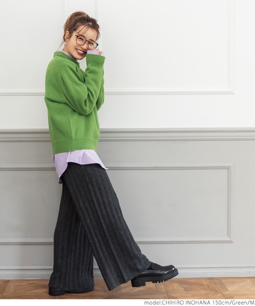 coca（coca）（コカ）の「もちニット　ラグランスリーブカラーニットトップス（ニット/セーター・レディース・ブラック/ブラウン/グリーン・M/L）」の12枚目の写真