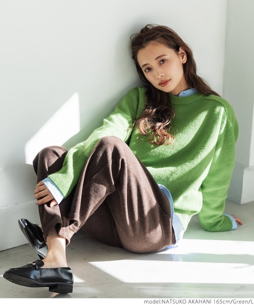 coca（coca）（コカ）の「もちニット　ラグランスリーブカラーニットトップス（ニット/セーター・レディース・ブラック/ブラウン/グリーン・M/L）」の15枚目の写真