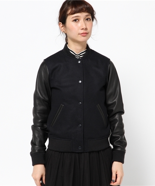 B:MING by BEAMS(ビーミングバイビームス)の「 ビーミング by ビームス / メルトン×レザースタジャン2(スタジャン・レディース・ネイビー・MEDIUM/SMALL)」の8枚目の写真