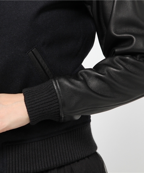 B:MING by BEAMS(ビーミングバイビームス)の「 ビーミング by ビームス / メルトン×レザースタジャン2(スタジャン・レディース・ネイビー・MEDIUM/SMALL)」の3枚目の写真