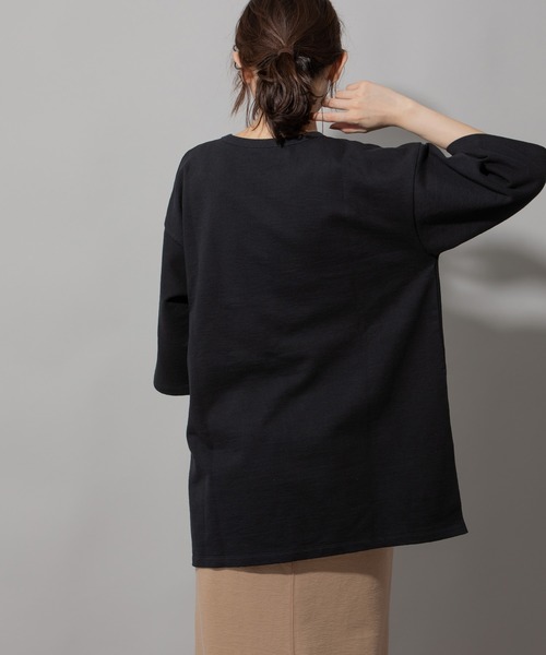 Munich（ミューニック）の「コットンクリンプジャージーサイドスリットTシャツ（Tシャツ/カットソー・レディース・ホワイト/ブラック/ベージュ/グリーン・FREE）」の13枚目の写真