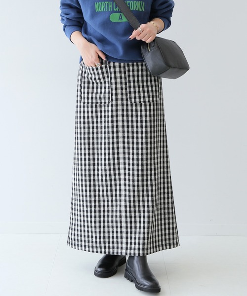 SLOBE IENA(スローブイエナ)の「ウールフラノストレートスカート【手洗い可能/ウエストゴム】◆(スカート・レディース・ブラック系その他/グレー系その他・38/36)」の2枚目の写真