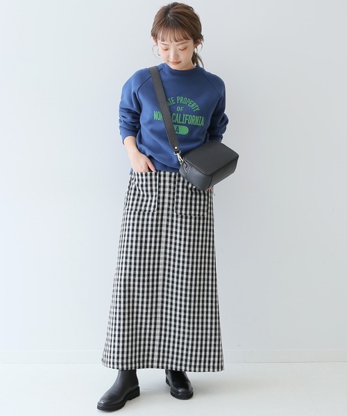 SLOBE IENA(スローブイエナ)の「ウールフラノストレートスカート【手洗い可能/ウエストゴム】◆(スカート・レディース・ブラック系その他/グレー系その他・38/36)」の3枚目の写真