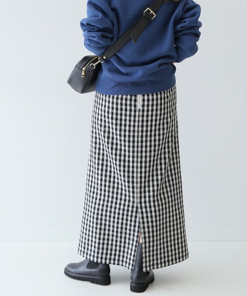SLOBE IENA(スローブイエナ)の「ウールフラノストレートスカート【手洗い可能/ウエストゴム】◆(スカート・レディース・ブラック系その他/グレー系その他・38/36)」の9枚目の写真
