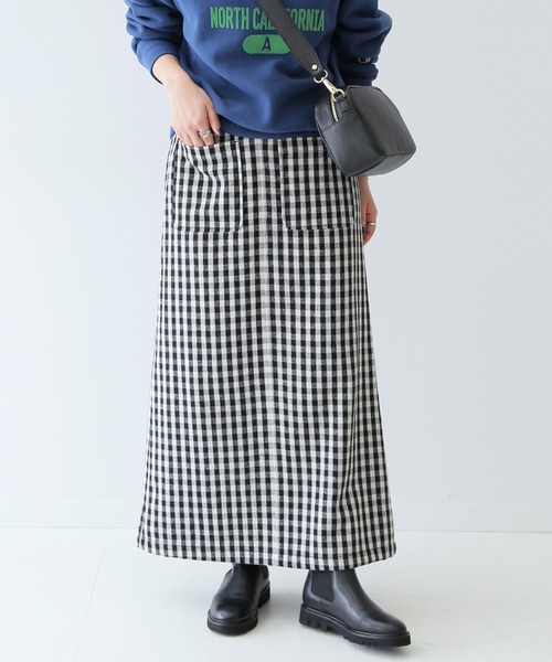 SLOBE IENA(スローブイエナ)の「ウールフラノストレートスカート【手洗い可能/ウエストゴム】◆(スカート・レディース・ブラック系その他/グレー系その他・38/36)」の7枚目の写真