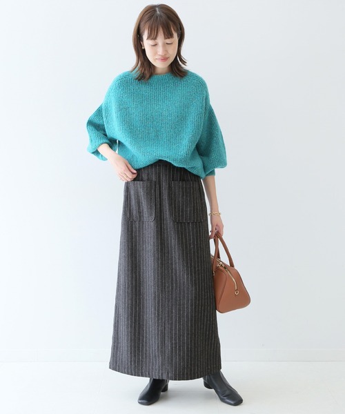 SLOBE IENA(スローブイエナ)の「ウールフラノストレートスカート【手洗い可能/ウエストゴム】◆(スカート・レディース・ブラック系その他/グレー系その他・38/36)」の13枚目の写真