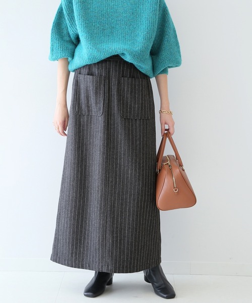 SLOBE IENA(スローブイエナ)の「ウールフラノストレートスカート【手洗い可能/ウエストゴム】◆(スカート・レディース・ブラック系その他/グレー系その他・38/36)」の16枚目の写真