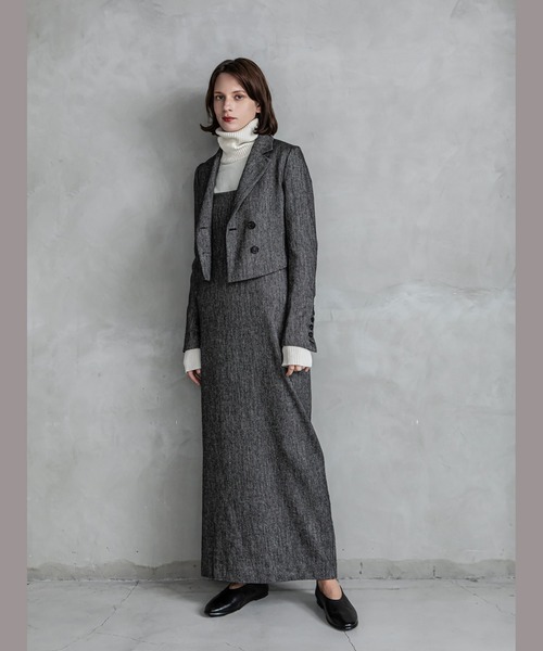 Le Jardin Ouvert(ルジャルダン)の「Herringbone Short Jacket(ブルゾン・レディース・グレー/ベージュ・36)」の18枚目の写真