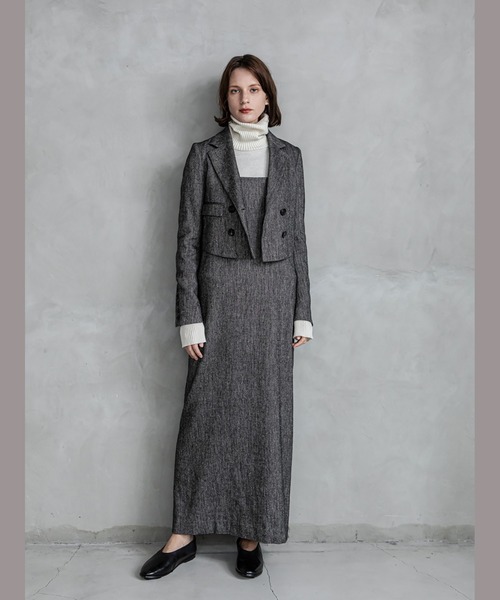 Le Jardin Ouvert(ルジャルダン)の「Herringbone Short Jacket(ブルゾン・レディース・グレー/ベージュ・36)」の19枚目の写真