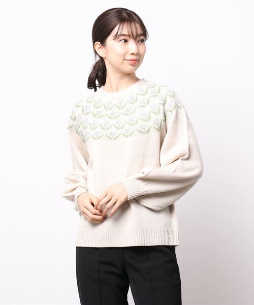 ehka sopo(エヘカソポ)の「チューリップ柄求心ニット(ニット/セーター・レディース・キナリ/パープル/ミント/ベージュ・フリ-)」の10枚目の写真