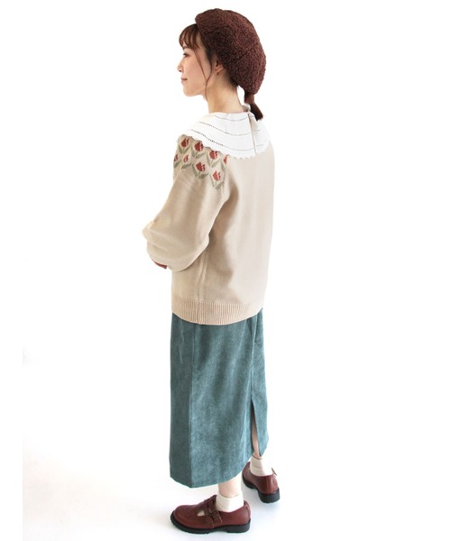 ehka sopo(エヘカソポ)の「チューリップ柄求心ニット(ニット/セーター・レディース・キナリ/パープル/ミント/ベージュ・フリ-)」の19枚目の写真