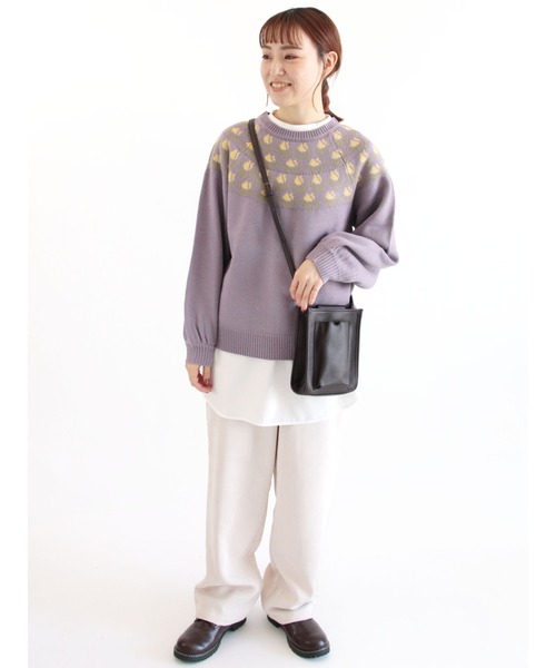 ehka sopo(エヘカソポ)の「チューリップ柄求心ニット(ニット/セーター・レディース・キナリ/パープル/ミント/ベージュ・フリ-)」の13枚目の写真