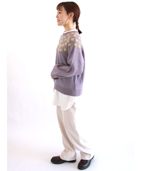 ehka sopo(エヘカソポ)の「チューリップ柄求心ニット(ニット/セーター・レディース・キナリ/パープル/ミント/ベージュ・フリ-)」の12枚目の写真