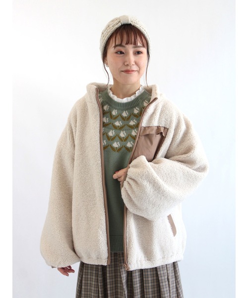 ehka sopo(エヘカソポ)の「チューリップ柄求心ニット(ニット/セーター・レディース・キナリ/パープル/ミント/ベージュ・フリ-)」の15枚目の写真