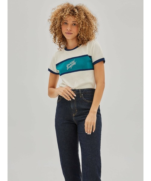 Guess（ゲス）の「GUESS Originals Ringer Baby Tee（Tシャツ/カットソー・レディース・ホワイト/ブルー・SMALL/MEDIUM/X-SMALL）」の4枚目の写真