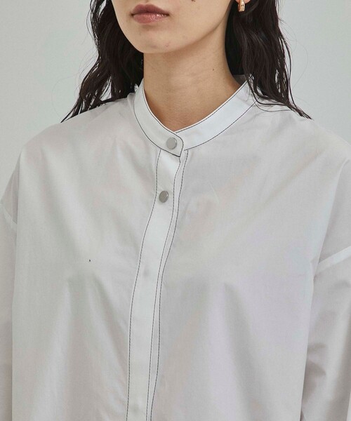 CITY TOKYO（シティトウキョウ）の「カラーステッチロングシャツワンピース（ワンピース・レディース・ホワイト・1/2）」の3枚目の写真