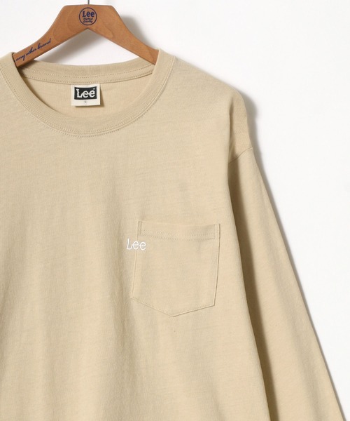 Lee（リー）の「Lee/リー ポケット ワンポイント ミニロゴ刺繍 ロングスリーブTシャツ（Tシャツ/カットソー・メンズ・ホワイト/チャコールグレー/ベージュ/パープル/ブルー/グリーン・M/L/XL）」の4枚目の写真