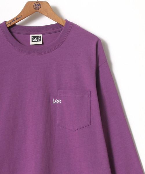 Lee（リー）の「Lee/リー ポケット ワンポイント ミニロゴ刺繍 ロングスリーブTシャツ（Tシャツ/カットソー・メンズ・ホワイト/チャコールグレー/ベージュ/パープル/ブルー/グリーン・M/L/XL）」の6枚目の写真