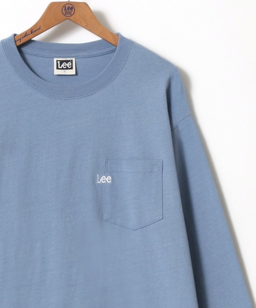 Lee（リー）の「Lee/リー ポケット ワンポイント ミニロゴ刺繍 ロングスリーブTシャツ（Tシャツ/カットソー・メンズ・ホワイト/チャコールグレー/ベージュ/パープル/ブルー/グリーン・M/L/XL）」の5枚目の写真