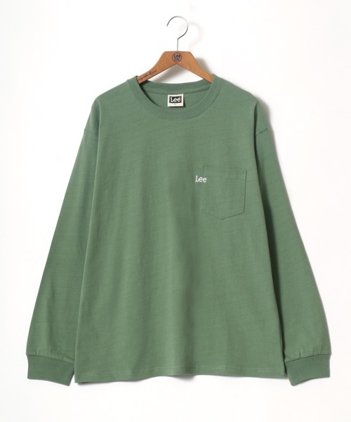 Lee（リー）の「Lee/リー ポケット ワンポイント ミニロゴ刺繍 ロングスリーブTシャツ（Tシャツ/カットソー・メンズ・ホワイト/チャコールグレー/ベージュ/パープル/ブルー/グリーン・M/L/XL）」の12枚目の写真